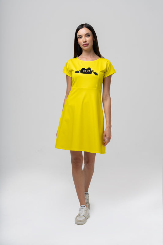 Curious Cat Yellow Dress