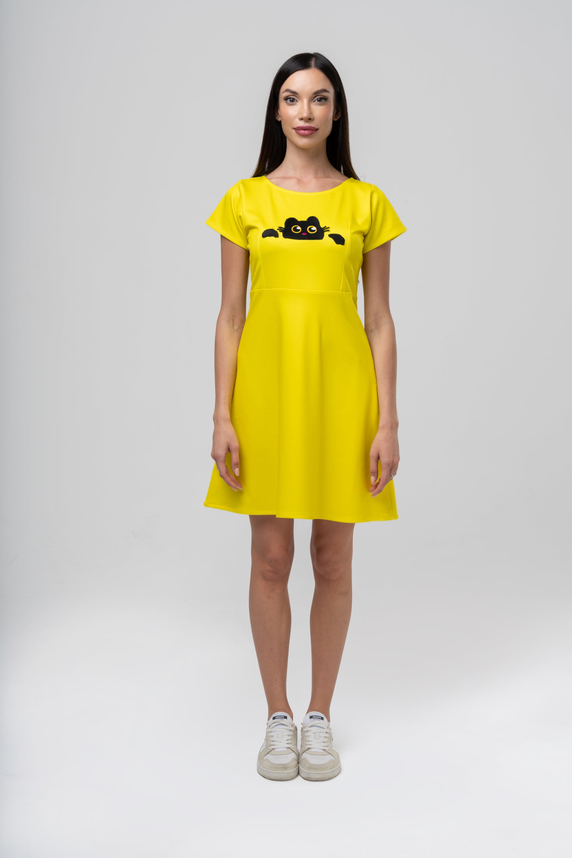 Curious Cat Yellow Dress
