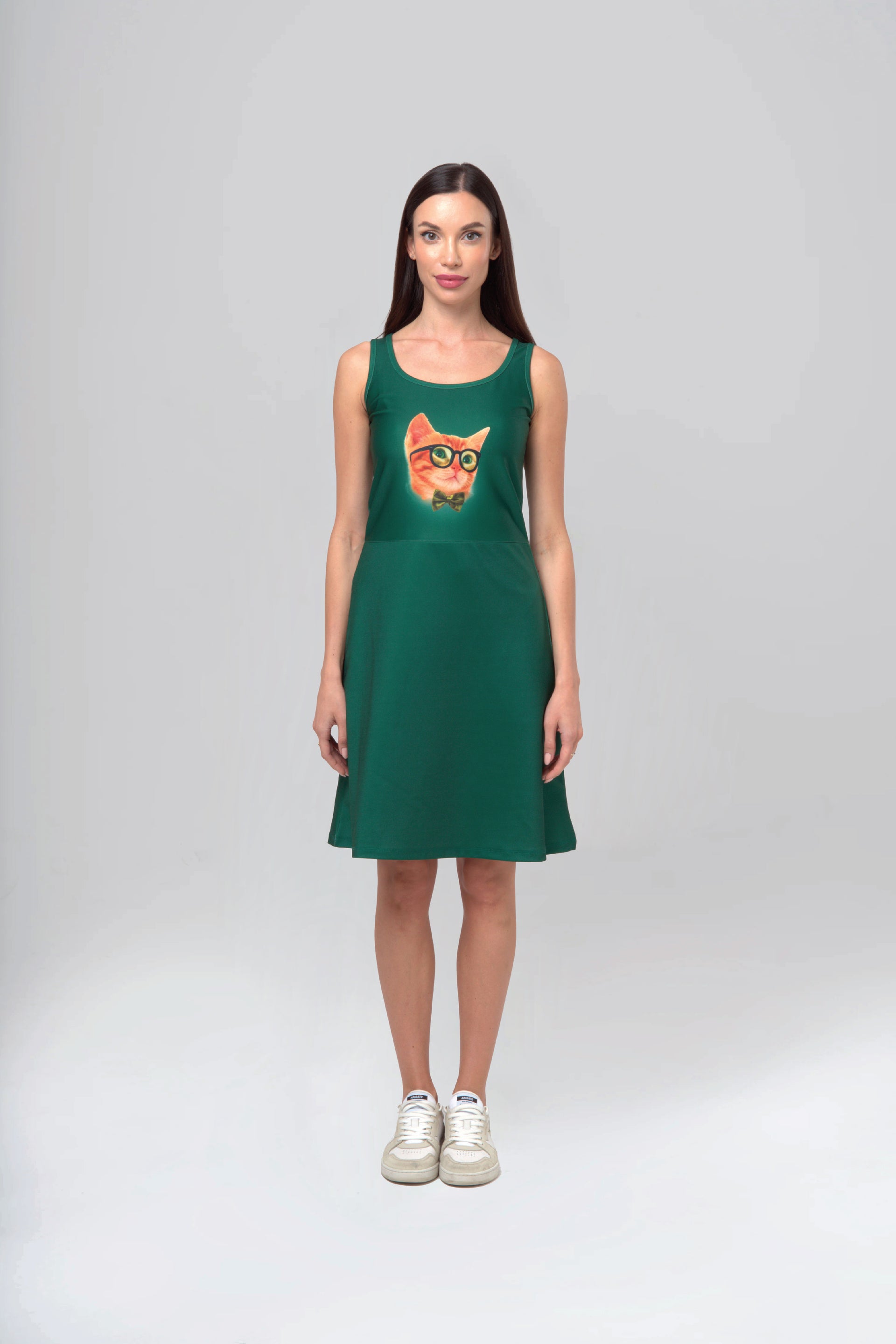 Witty Cat Green Dress